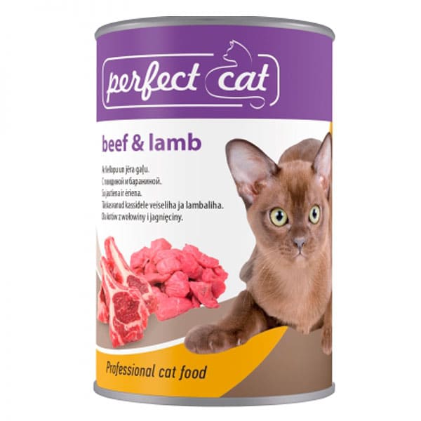 Perfect Cat Beef & Lamb konservi kaķiem ar liellopu un jēru 400 g
